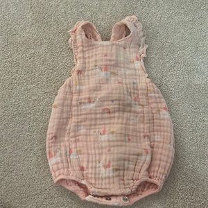 Angel Dear pink unicorn gauze romper